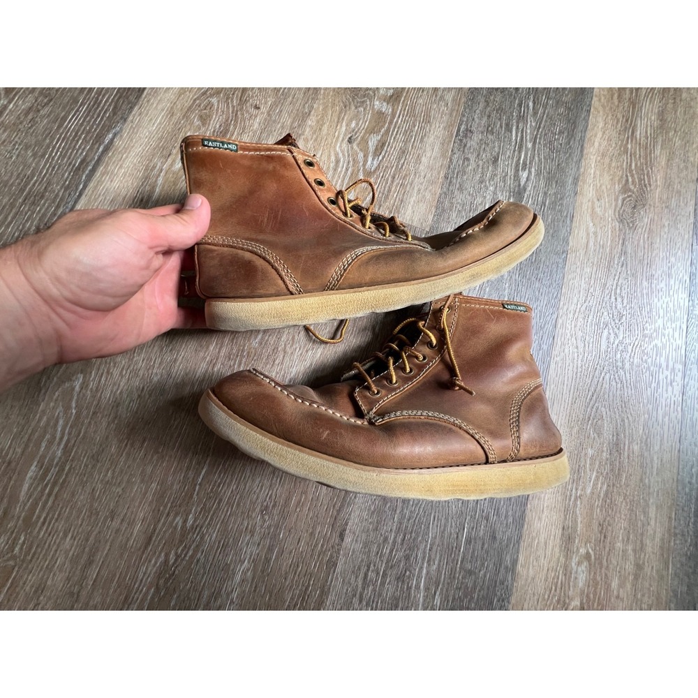 Eastland Lumber Up Boots Mens 11.5D Tan Leather Moc Toe Lace Up 7241-07 - Picture 2 of 7